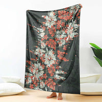 Hawaii Tartan With Hibiscus Blanket Polynesian Pattern Vintage