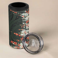 Hawaii Tartan With Hibiscus 4 in 1 Can Cooler Tumbler Polynesian Pattern Vintage