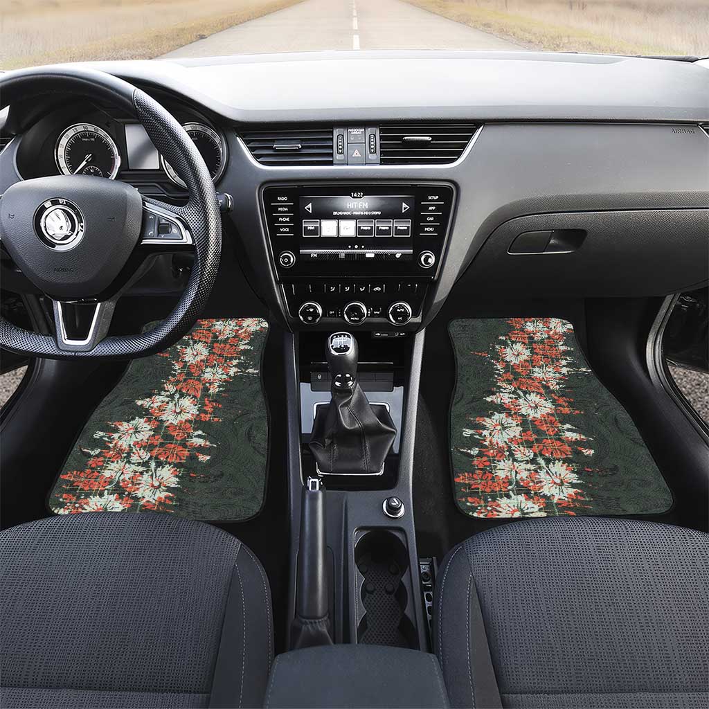 Hawaii Tartan With Hibiscus Car Mats Polynesian Pattern Vintage