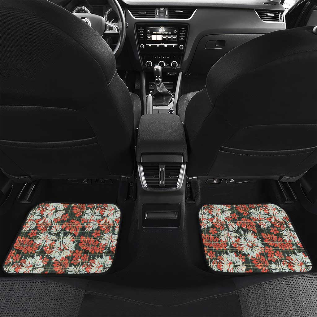 Hawaii Tartan With Hibiscus Car Mats Polynesian Pattern Vintage