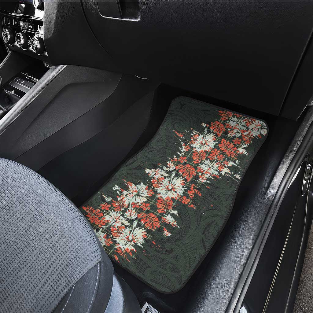 Hawaii Tartan With Hibiscus Car Mats Polynesian Pattern Vintage