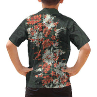 Hawaii Tartan With Hibiscus Family Matching Off The Shoulder Long Sleeve Dress and Hawaiian Shirt Polynesian Pattern Vintage