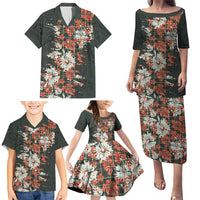 Hawaii Tartan With Hibiscus Family Matching Puletasi and Hawaiian Shirt Polynesian Pattern Vintage