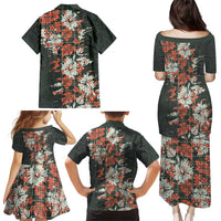 Hawaii Tartan With Hibiscus Family Matching Puletasi and Hawaiian Shirt Polynesian Pattern Vintage