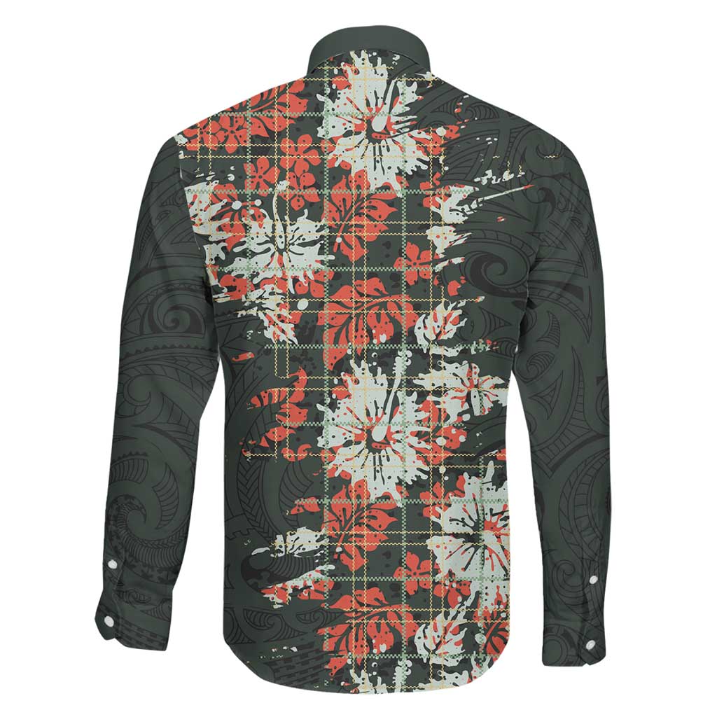 Hawaii Tartan With Hibiscus Family Matching Short Sleeve Bodycon Dress and Hawaiian Shirt Polynesian Pattern Vintage