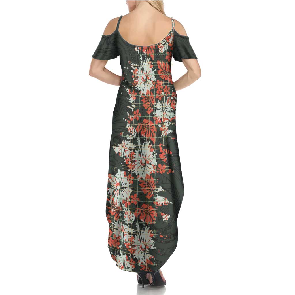 Hawaii Tartan With Hibiscus Family Matching Summer Maxi Dress and Hawaiian Shirt Polynesian Pattern Vintage