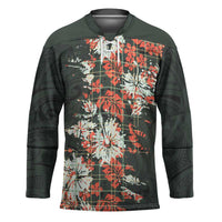 Hawaii Tartan With Hibiscus Hockey Jersey Polynesian Pattern Vintage LT9 Unisex Dark Green - Polynesian Pride