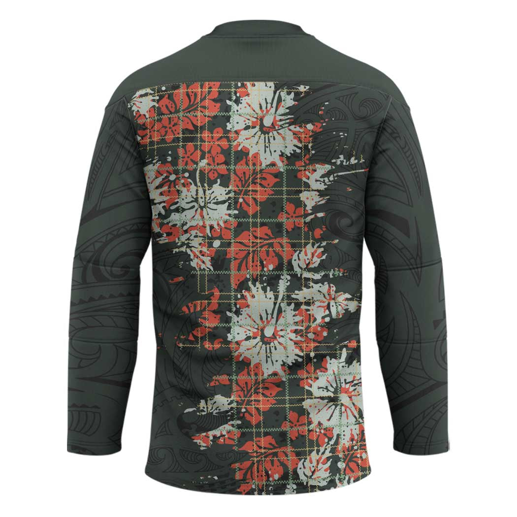 Hawaii Tartan With Hibiscus Hockey Jersey Polynesian Pattern Vintage LT9 - Polynesian Pride