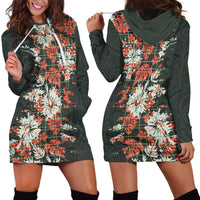 Hawaii Tartan With Hibiscus Hoodie Dress Polynesian Pattern Vintage