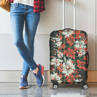 Hawaii Tartan With Hibiscus Luggage Cover Polynesian Pattern Vintage