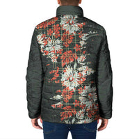 Hawaii Tartan With Hibiscus Padded Jacket Polynesian Pattern Vintage