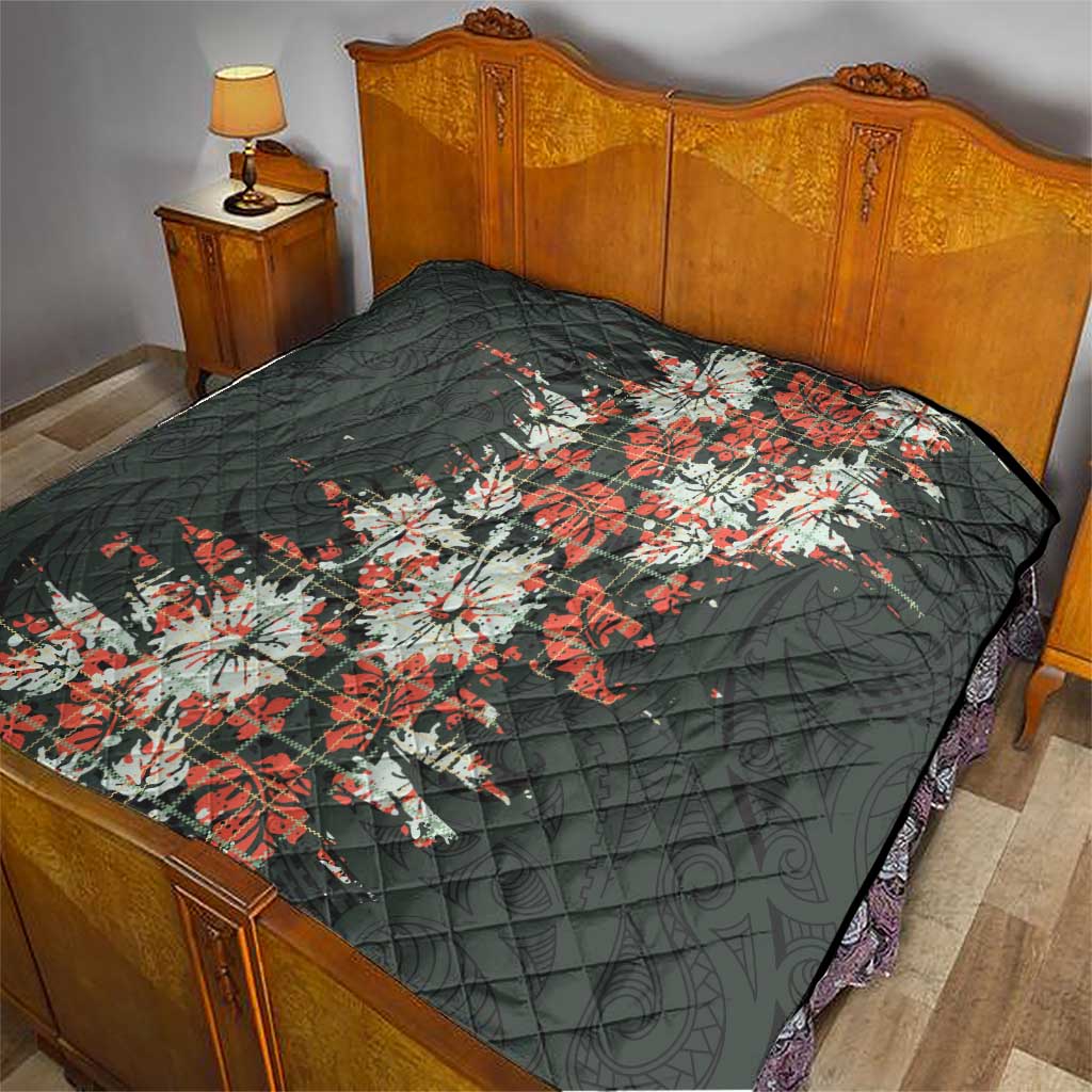 Hawaii Tartan With Hibiscus Quilt Polynesian Pattern Vintage