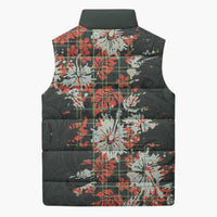 Hawaii Tartan With Hibiscus Sleeveless Puffer Jacket Polynesian Pattern Vintage