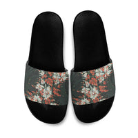 Hawaii Tartan With Hibiscus Slide Sandals Polynesian Pattern Vintage