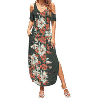 Hawaii Tartan With Hibiscus Summer Maxi Dress Polynesian Pattern Vintage
