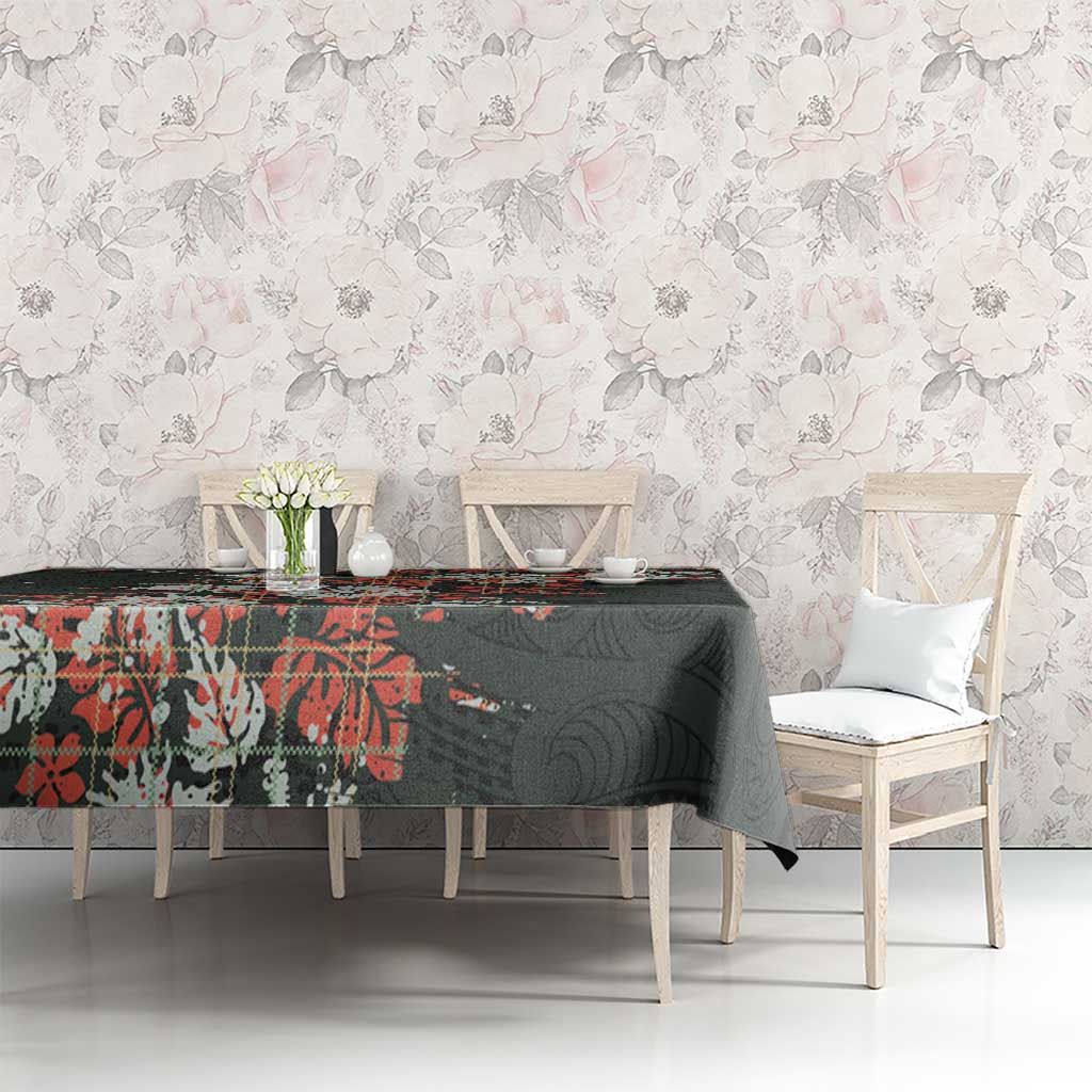 Hawaii Tartan With Hibiscus Tablecloth Polynesian Pattern Vintage