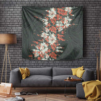 Hawaii Tartan With Hibiscus Tapestry Polynesian Pattern Vintage LT9 Dark Green - Polynesian Pride