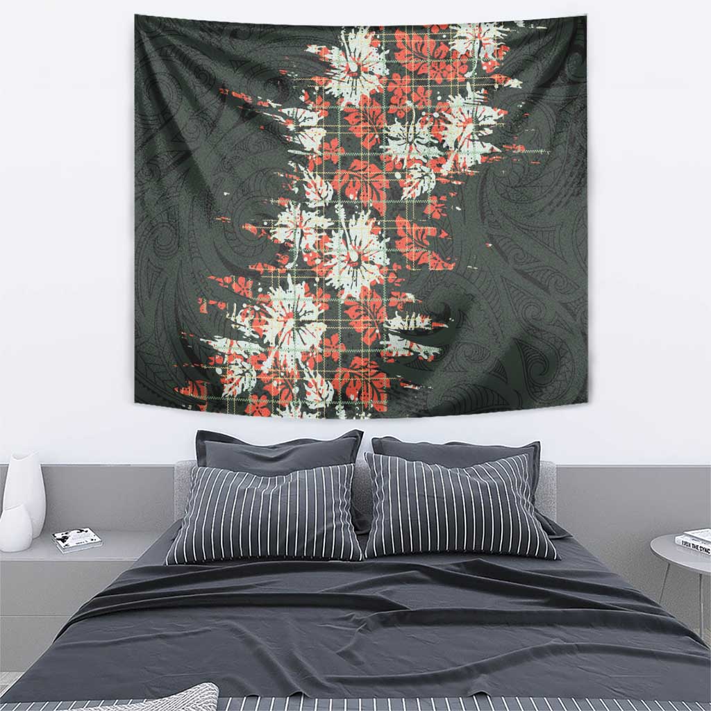 Hawaii Tartan With Hibiscus Tapestry Polynesian Pattern Vintage LT9 - Polynesian Pride