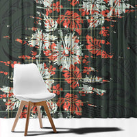 Hawaii Tartan With Hibiscus Window Curtain Polynesian Pattern Vintage