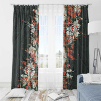 Hawaii Tartan With Hibiscus Window Curtain Polynesian Pattern Vintage