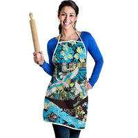 Japanese Hawaiian Crane Apron Blue Tapa Patchwork Pattern
