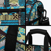 Japanese Hawaiian Crane Duffle Bag Blue Tapa Patchwork Pattern LT9 - Polynesian Pride