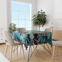 Japanese Hawaiian Crane Tablecloth Blue Tapa Patchwork Pattern LT9 - Polynesian Pride
