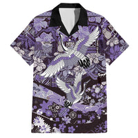 Japanese Hawaiian Crane Hawaiian Shirt Purple Tapa Patchwork Pattern LT9 Purple - Polynesian Pride