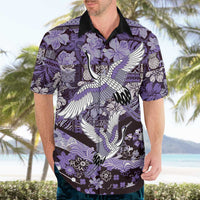 Japanese Hawaiian Crane Hawaiian Shirt Purple Tapa Patchwork Pattern LT9 - Polynesian Pride