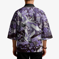 Japanese Hawaiian Crane Kimono Purple Tapa Patchwork Pattern LT9 - Polynesian Pride
