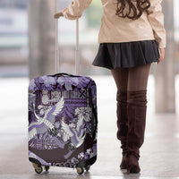 Japanese Hawaiian Crane Luggage Cover Purple Tapa Patchwork Pattern LT9 - Polynesian Pride