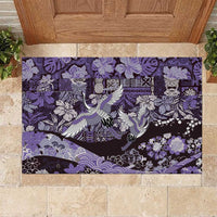 Japanese Hawaiian Crane Rubber Doormat Purple Tapa Patchwork Pattern LT9 Purple - Polynesian Pride
