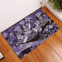 Japanese Hawaiian Crane Rubber Doormat Purple Tapa Patchwork Pattern LT9 - Polynesian Pride