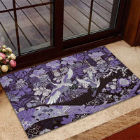 Japanese Hawaiian Crane Rubber Doormat Purple Tapa Patchwork Pattern LT9 - Polynesian Pride