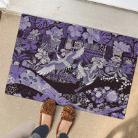 Japanese Hawaiian Crane Rubber Doormat Purple Tapa Patchwork Pattern LT9 - Polynesian Pride