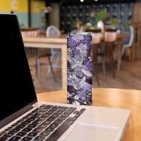 Japanese Hawaiian Crane Skinny Tumbler Purple Tapa Patchwork Pattern