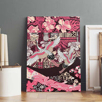Japanese Hawaiian Crane Canvas Wall Art Soft Pink Tapa Patchwork Pattern