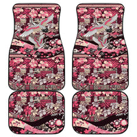 Japanese Hawaiian Crane Car Mats Soft Pink Tapa Patchwork Pattern
