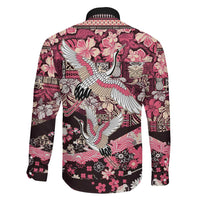 Japanese Hawaiian Crane Family Matching Off The Shoulder Long Sleeve Dress and Hawaiian Shirt Soft Pink Tapa Patchwork Pattern LT9 - Polynesian Pride