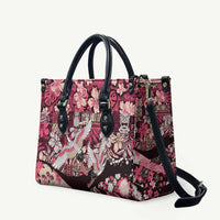 Japanese Hawaiian Crane Leather Bag Soft Pink Tapa Patchwork Pattern LT9 Pink - Polynesian Pride
