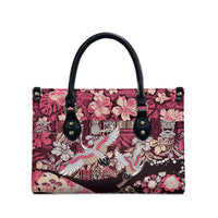 Japanese Hawaiian Crane Leather Bag Soft Pink Tapa Patchwork Pattern LT9 - Polynesian Pride