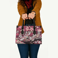 Japanese Hawaiian Crane Leather Bag Soft Pink Tapa Patchwork Pattern LT9 - Polynesian Pride