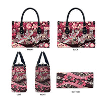 Japanese Hawaiian Crane Leather Bag Soft Pink Tapa Patchwork Pattern LT9 - Polynesian Pride