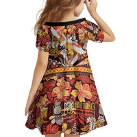 Japanese Hawaiian Crane Family Matching Mermaid Dress and Hawaiian Shirt Yellow Ochre Tapa Patchwork Pattern LT9 - Polynesian Pride
