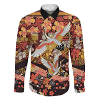 Japanese Hawaiian Crane Family Matching Mermaid Dress and Hawaiian Shirt Yellow Ochre Tapa Patchwork Pattern LT9 Dad's Shirt - Long Sleeve Yellow - Polynesian Pride