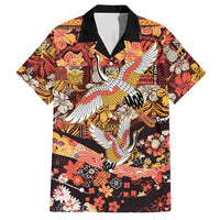 Japanese Hawaiian Crane Hawaiian Shirt Yellow Ochre Tapa Patchwork Pattern LT9 Yellow - Polynesian Pride