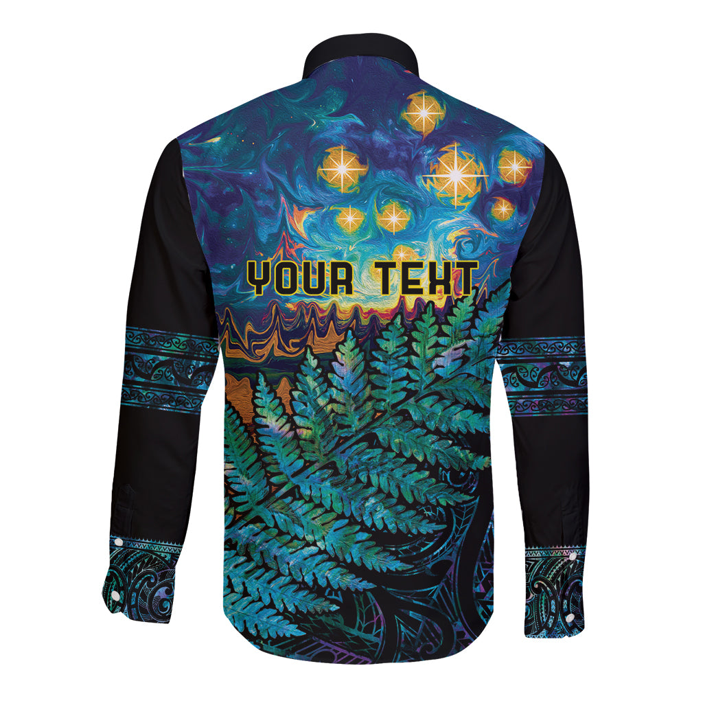 Matariki Te Tau Hou Maori Long Sleeve Button Shirt New Zealand Silver Fern Night Starry Sky