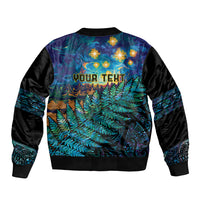 Matariki Te Tau Hou Maori Sleeve Zip Bomber Jacket New Zealand Silver Fern Night Starry Sky