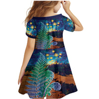 Personalised New Zealand Matariki Art Star Family Matching Mermaid Dress and Hawaiian Shirt Koru Fern Night Starry Sky