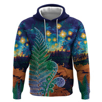 Personalised New Zealand Matariki Art Star Zip Hoodie Koru Fern Night Starry Sky